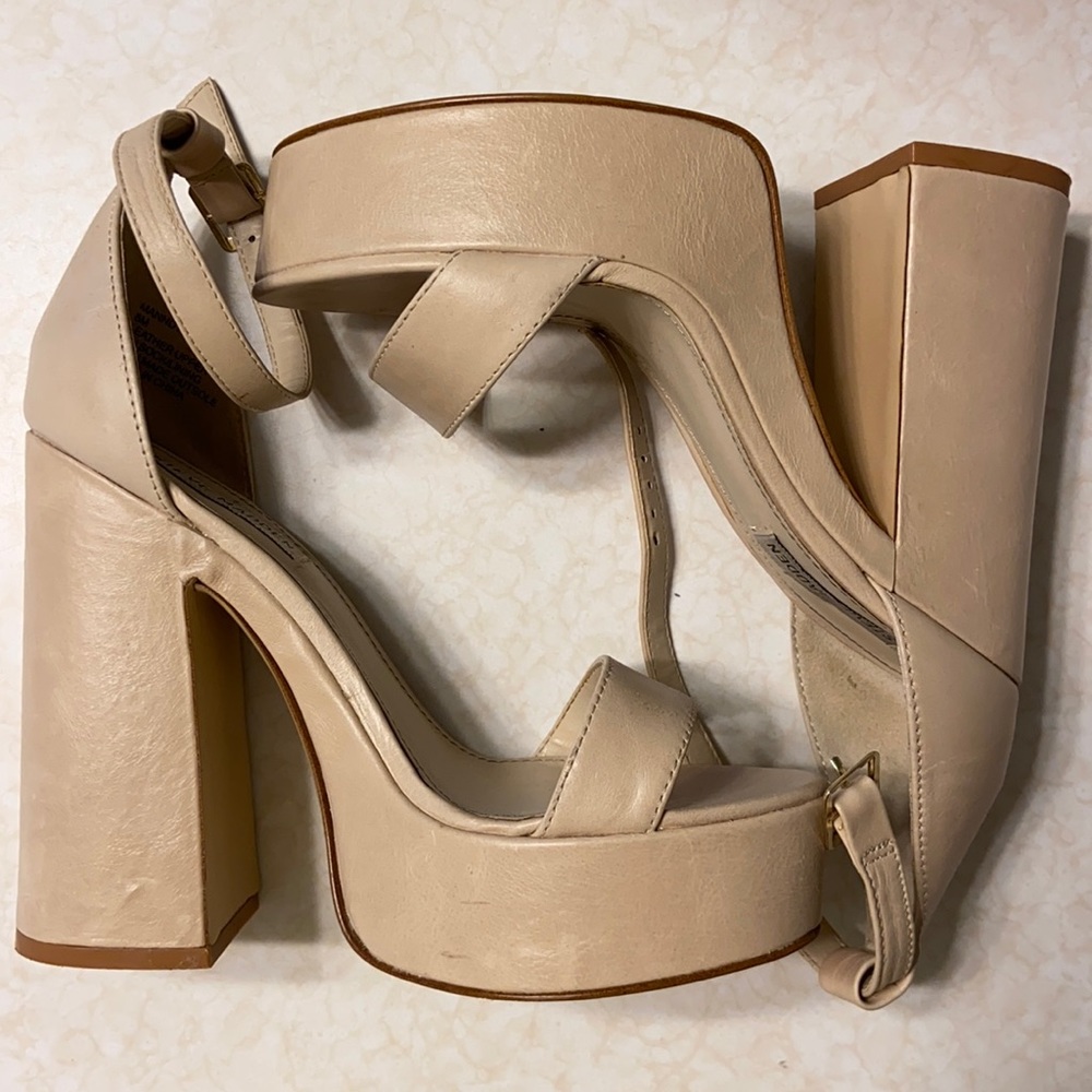 👡 STEVE MADDEN MANNDYY Nude Platform Heels 👡
